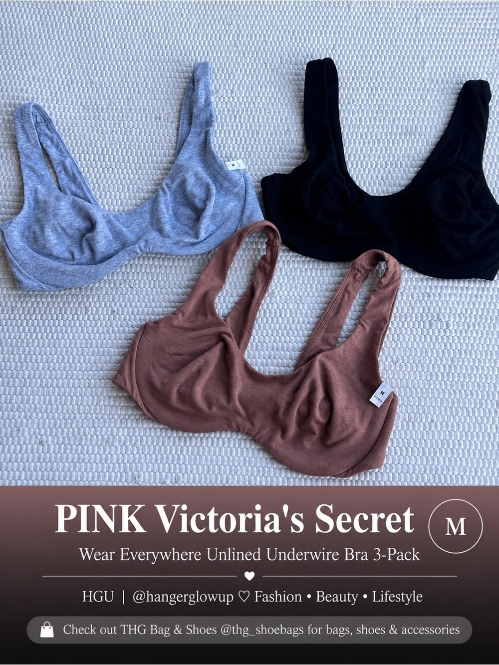 PINK Wear Everywhere Unlined Underwire Bra Bundle 3-Pack NWT M